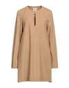 Semicouture Woman Mini Dress Sand Size 8 Polyester, Virgin Wool, Elastane In Beige