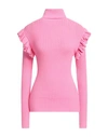 Fracomina Woman Turtleneck Pink Size S Viscose, Polyester, Polyamide