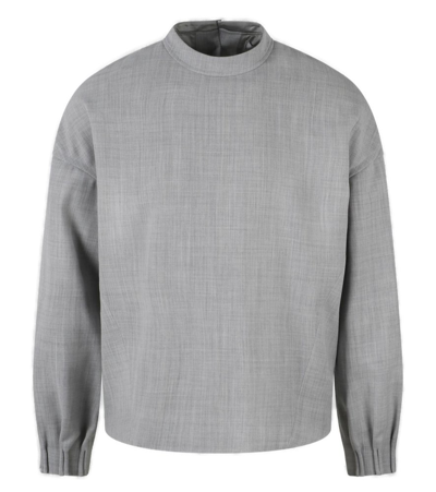 Dior Button Detailed Crewneck Top In Grey