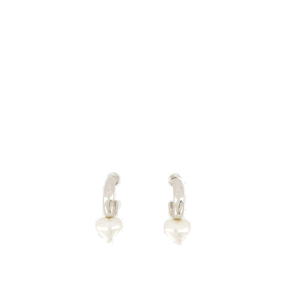 Simone Rocha Mini Heart Hoop Earrings -  - Beige