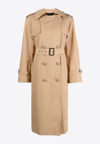 MSGM DOUBLE-BREASTED LOGO-EMBROIDERED TRENCH COAT