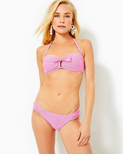 Lilly Pulitzer Clancy Bikini Bottom In Havana Pink Citrusy Seersucker