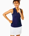 Lilly Pulitzer Upf 50+ Luxletic Martina Polo Top In True Navy