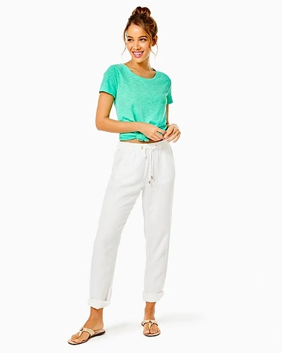 Lilly Pulitzer 31" Taron Mid-rise Linen Pant In Resort White