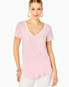 Lilly Pulitzer Etta V-neck Top In Calla Lilly Pink