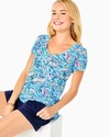 Lilly Pulitzer Etta V-neck Top In Bali Blue Lilly Loves Cape Cod