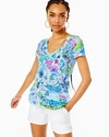 Lilly Pulitzer Etta V-neck Top In Whisper Blue Lilly Loves Nantucket