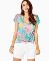 Lilly Pulitzer Etta V-neck Top In Multi Sunshine State Of Mind