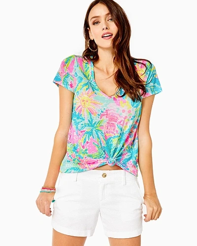 Lilly Pulitzer Etta V-neck Top In Multi Sunshine State Of Mind