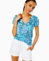 Lilly Pulitzer Etta V-neck Top In Blue Peri Lilly Loves North Carolina