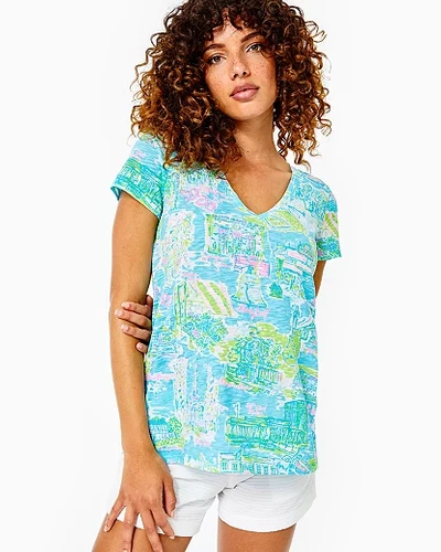 Lilly Pulitzer Etta V-neck Top In Multi Lilly Loves Philly