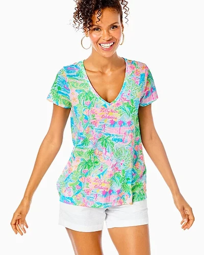 Lilly Pulitzer Etta V-neck Top In Multi Lilly Loves California