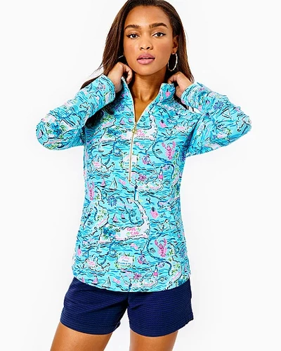 Lilly Pulitzer Upf 50+ Skipper Popover In Bali Blue Lilly Loves Cape Cod