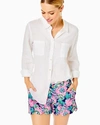 LILLY PULITZER SEA VIEW LINEN BUTTON DOWN TOP