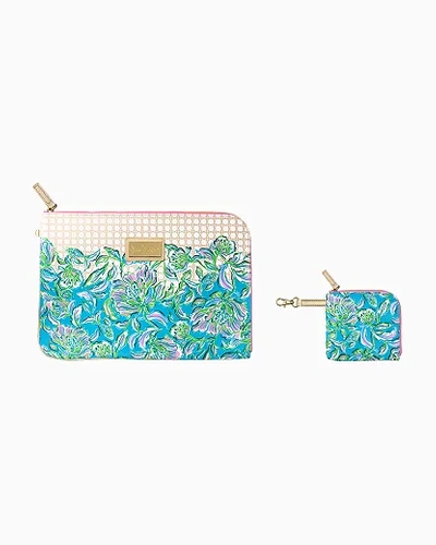 Lilly Pulitzer Tech Pouch Set In Cumulus Blue Chick Magnet