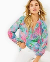 Lilly Pulitzer Elsa Silk Top In Celestial Blue Cay To My Heart