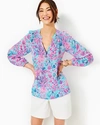 Lilly Pulitzer Elsa Silk Top In Celestial Blue Seek And Sea