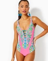 Lilly Pulitzer Jaspen One-piece Swimsuit In Havana Pink Orchid Soiree Engineered One Piece