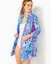 Lilly Pulitzer Natalie Shirtdress Cover-up In Blue Tang Sitting Seaside