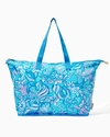 Lilly Pulitzer Getaway Packable Tote In Amalfi Blue Sound The Sirens