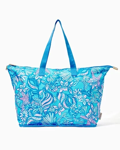 Lilly Pulitzer Getaway Packable Tote In Amalfi Blue Sound The Sirens