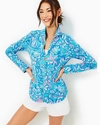 Lilly Pulitzer Upf 50+ Leona Zip-up Jacket In Amalfi Blue Sound The Sirens