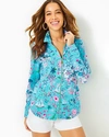 Lilly Pulitzer Upf 50+ Leona Zip-up Jacket In Amalfi Blue Lillys Roadtrip