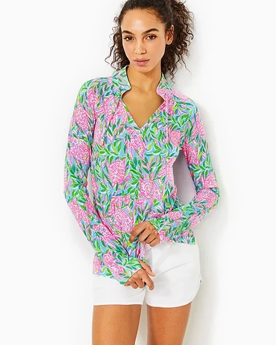 Lilly Pulitzer Upf 50+ Luxletic Cassi Popover In Frenchie Blue Turtley In Love