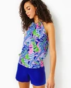 Lilly Pulitzer Bowen Halter Top In Blue Grotto Beleaf In Yourself