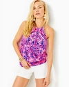 Lilly Pulitzer Bowen Halter Top In Havana Pink Turtle Tidepool Engineered Top