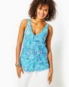 Lilly Pulitzer Florin Sleeveless Linen Top In Amalfi Blue By The Seashore