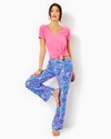 Lilly Pulitzer 31" Deri Linen Palazzo Pant In Boca Blue Its A Sailabration