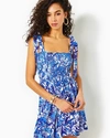 Lilly Pulitzer Rivera Romper In Blue Tang Flocking Fabulous