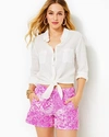 Lilly Pulitzer Lilo Linen Short In Swipe Right In Wild Fuchsia Swipe Right