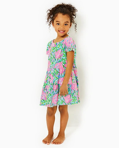 Lilly Pulitzer Girls Mini Geanna Swing Dress In Frenchie Blue Turtley In Love