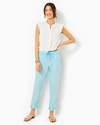 Lilly Pulitzer Taron Linen Pant In Celestial Blue X Resort White In Celestial Blue X Resort White