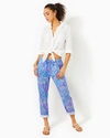 Lilly Pulitzer 31" Taron Mid-rise Linen Pant In Lilac Rose We Mermaid It