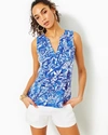 Lilly Pulitzer Dev Top In Blue Tang Flocking Fabulous