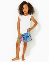 Lilly Pulitzer Upf 50+ Luxletic Girls Mini Aila Skort In Blue Grotto Beleaf In Yourself