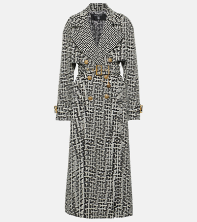 Balmain Monogram-jacquard Trench Coat In New