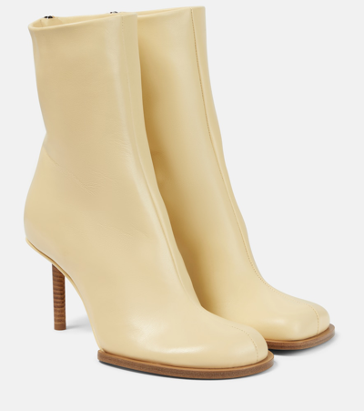 Jacquemus 80mm Leather Ankle Boots In Ivory