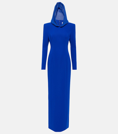 Monot Mônot Hooded Crêpe Maxi Dress In Blue