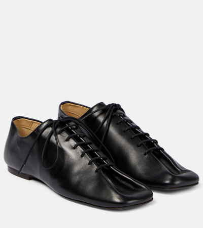 Lemaire Souris Leather Derby Shoes In Black