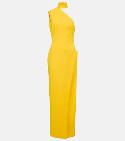 Monot Asymmetric Crêpe Maxi Dress In Yellow