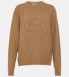Prada Logo Cashmere Sweater In Brown