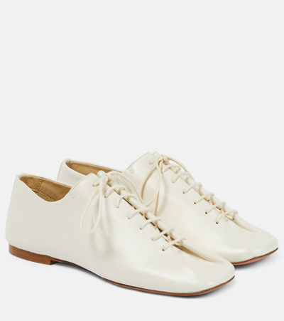 Lemaire Souris Leather Derby Shoes In White