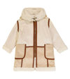 Chloé Two-tone Zip-up Hooded Coat In Brown