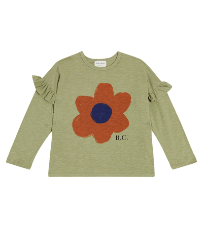 Bobo Choses Kids' Big Flower Ruffled T-shirt In Green