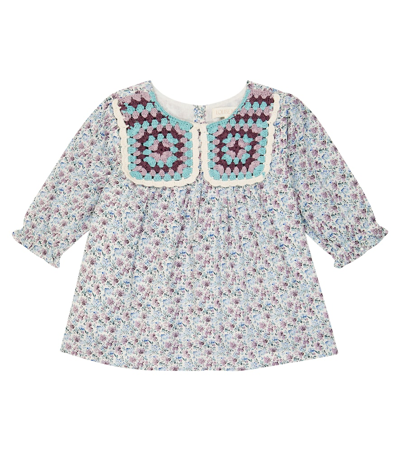 Louise Misha Baby Warise Floral Cotton Dress In Blue