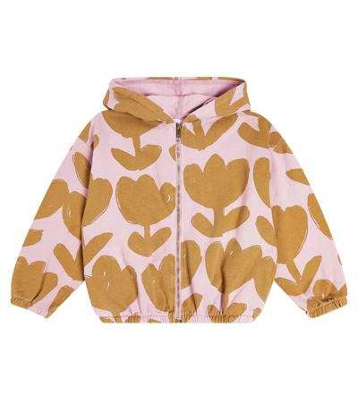 Bobo Choses Kids' Retro Flowers Cotton Jersey Hoodie In Brown